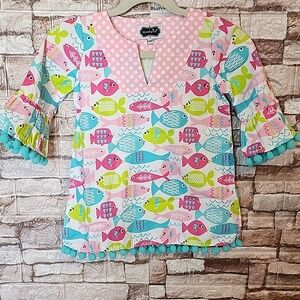 Mud Pie Colorful Fish Print Dress